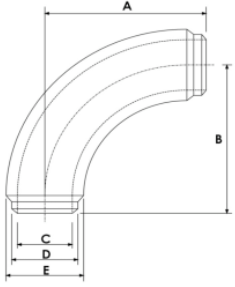 A 2D design of an API 90 long sweep elbow